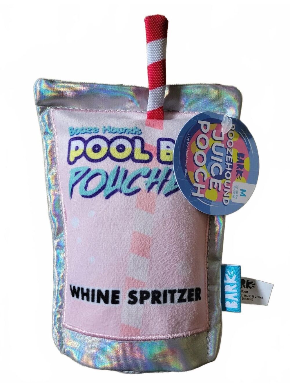 Bark box Dog Toy Pool Boy Pouches Boozehound Juice Squeaker Whine Spritzer Med
